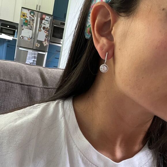 HANGING HALO 925 STERLING SILVER EARRINGS‎ - Picture 1 of 7